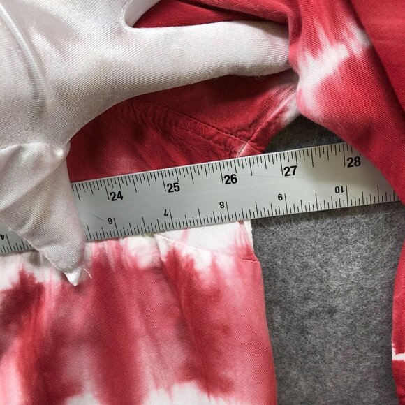 Torrid Twill Button Up Shirt Womens 2X Red White Tie Dye Long Sleeve Rayon - Picture 8 of 9